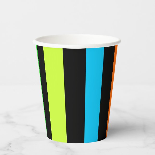 Neon Stripes Pattern Paper Cups (Front)
