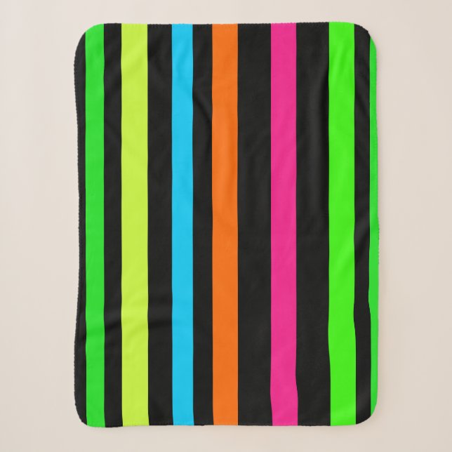 Neon Stripes Pattern Sherpa Blanket (Front)