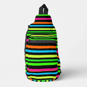 Neon Stripes Pattern Sling Bag