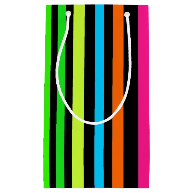 Neon Stripes Pattern Small Gift Bag (Front)