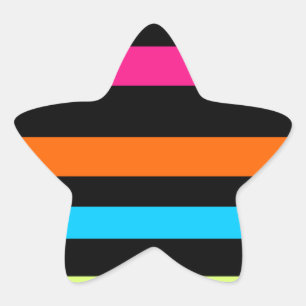 Neon Stripes Pattern Star Sticker