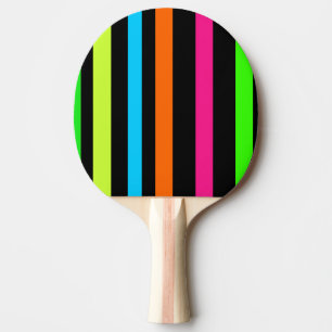 Neon stripes ping pong paddle