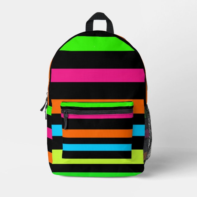 Neon stripes printed backpack (Front)