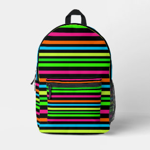 Neon stripes printed backpack