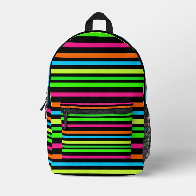 Neon stripes printed backpack (Front)