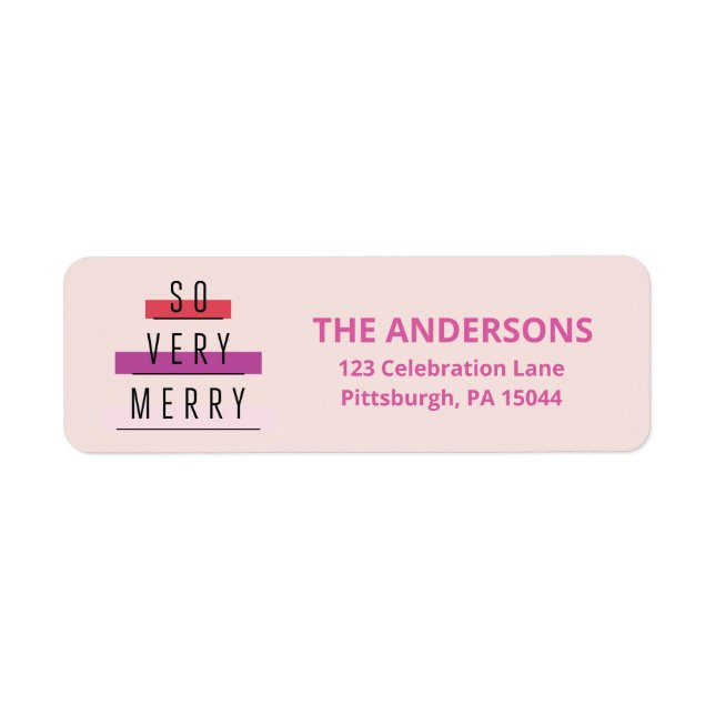 Neon Stripes Retro Merry Address Labels (Front)