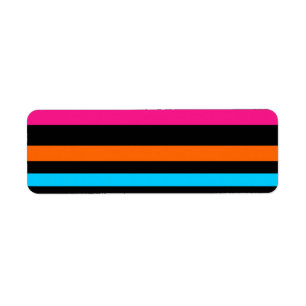Neon stripes return address label