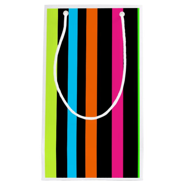 Neon stripes small gift bag (Front)
