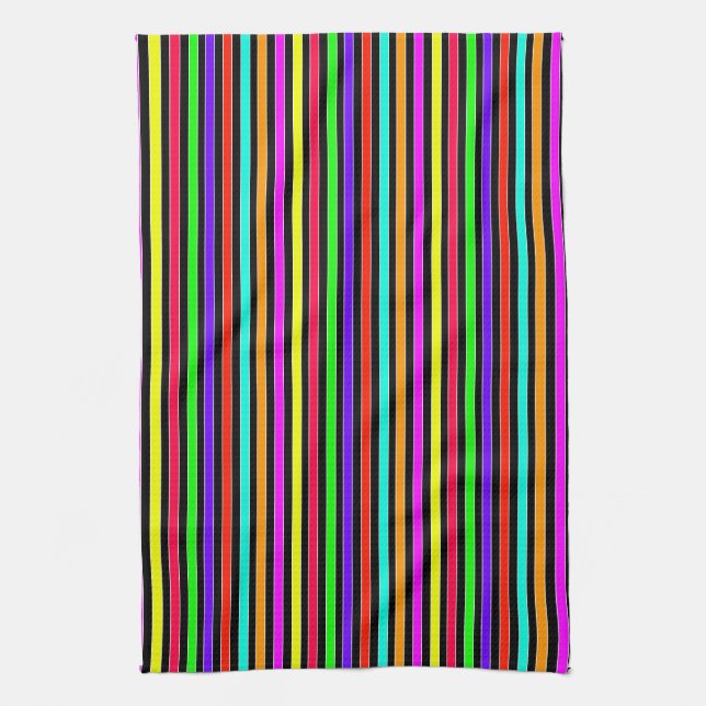 Neon Stripes Tea Towel (Vertical)