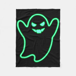 Neon-style Cartoon Ghost Halloween Tee Fleece Blanket