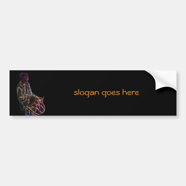 Neon-style Glowing Dhol Drummer Bumper Sticker (Front)