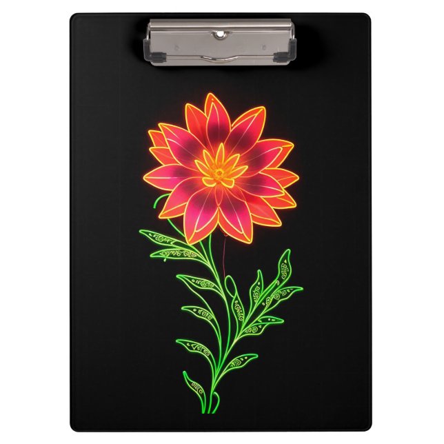Neon Stylised Flower Clipboard (Front)