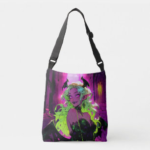 Neon Succubus Demon Anime Girl Crossbody Bag