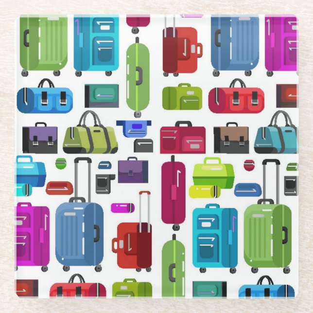 Neon Suitcases Glass Coaster (Front)