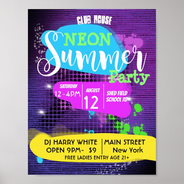 NEON SUMMER  PARTY POSTER (Front)
