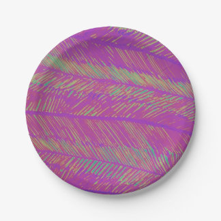 Neon Summer Purple Palms Paper Plate