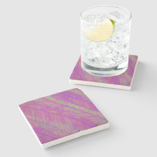 Neon Summer Purple Palms Stone Coaster