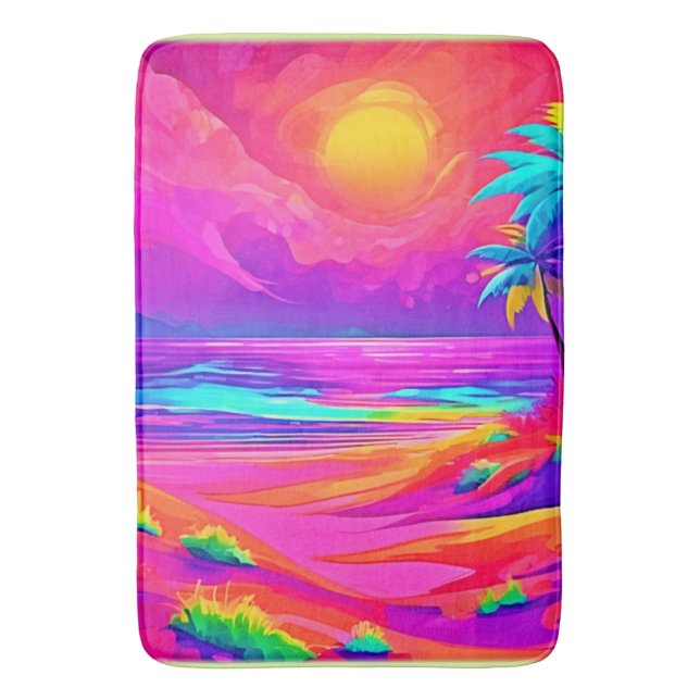 Neon Sun & Beach Bliss Bath Mat (Front Vertical)