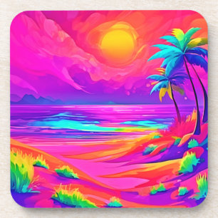 Neon Sun & Beach Bliss Coaster