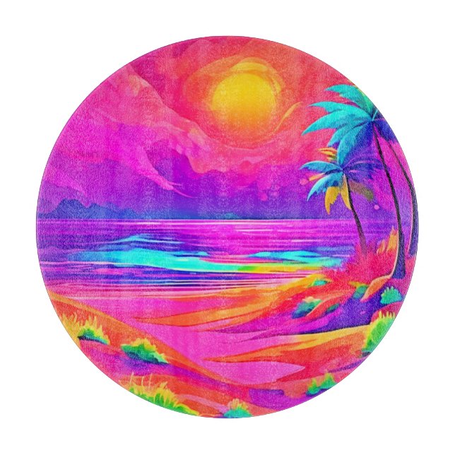 Neon Sun & Beach Bliss Cutting Board (Front)