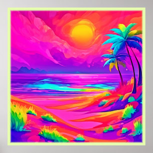 Neon Sun & Beach Bliss Poster
