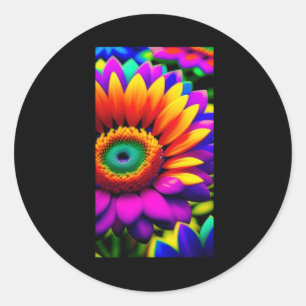 Neon Sunflower Art Sticker