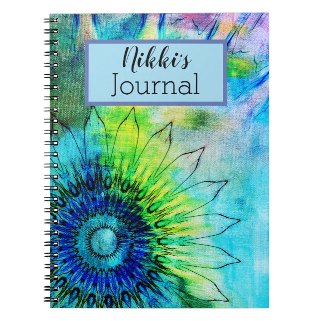 Neon Sunflower Watercolor Personalised Notebook (Front)