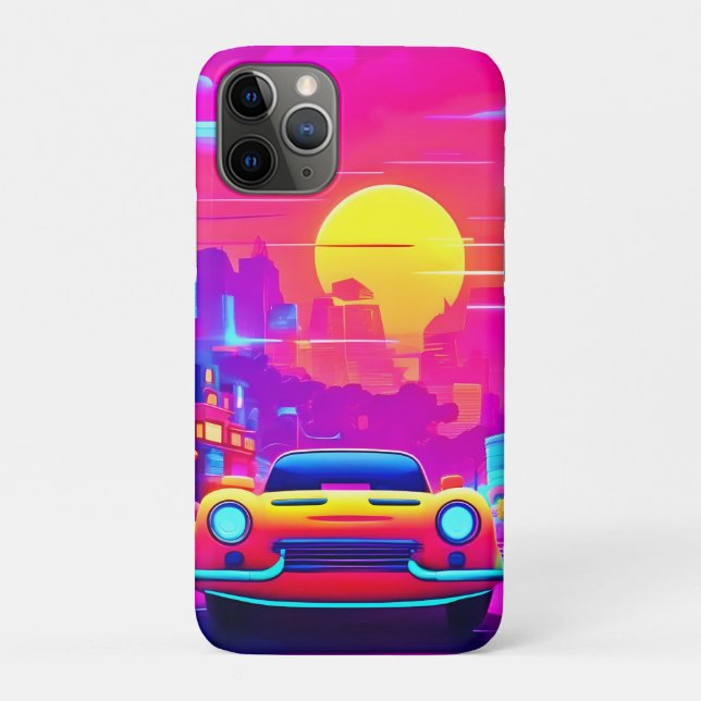 Neon Sunset City Drive Case-Mate iPhone Case (Back)