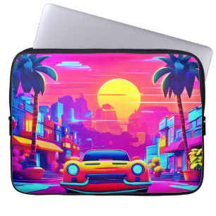 Neon Sunset City Drive Laptop Sleeve