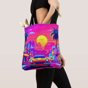 Neon Sunset City Drive Tote Bag