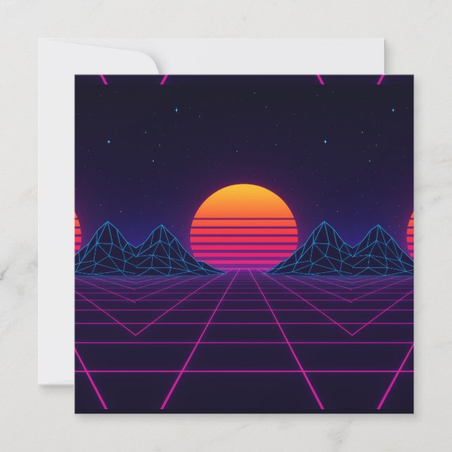 Neon Sunset Grid – Retro-Futuristic Synthwave Stic (Front)