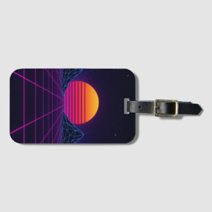 Neon Sunset Grid – Retro-Futuristic Synthwave Stic Luggage Tag