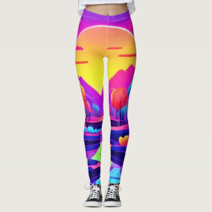 Neon Sunset Landscape Leggings