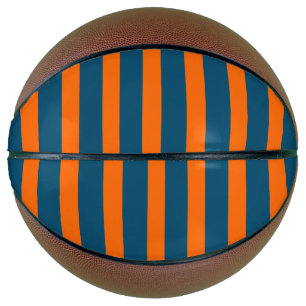 Neon Sunset Orange and Ocean Blue Cool Striped Basketball