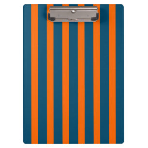 Neon Sunset Orange and Ocean Blue Cool Striped Clipboard