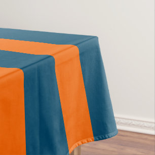 Neon Sunset Orange and Ocean Blue Cool Striped Tablecloth