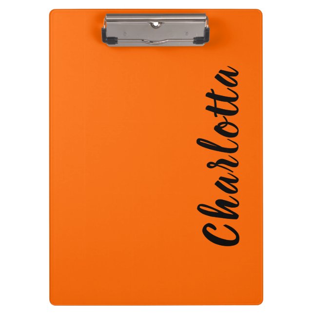 Neon Sunset Orange Solid Colour Custom Personalise Clipboard (Front)