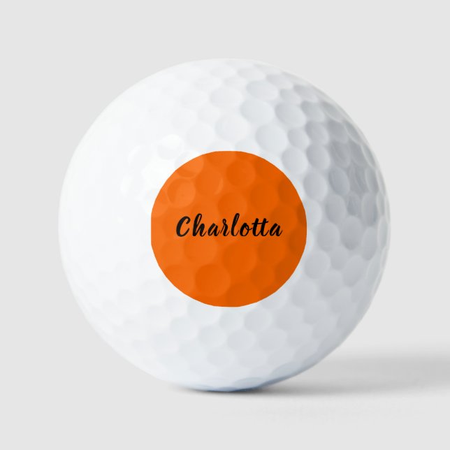 Neon Sunset Orange Solid Colour Custom Personalise Golf Balls (Front)