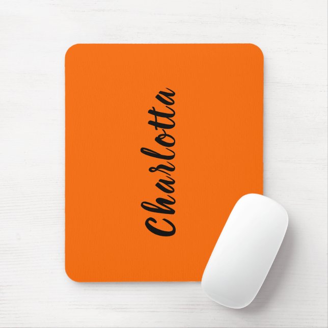 Neon Sunset Orange Solid Colour Custom Personalise Mouse Pad (With Mouse)