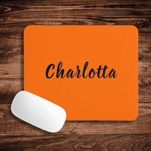 Neon Sunset Orange Solid Colour Custom Personalise Mouse Pad