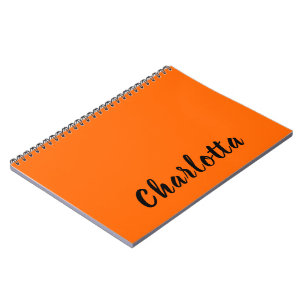 Neon Sunset Orange Solid Colour Custom Personalise Notebook