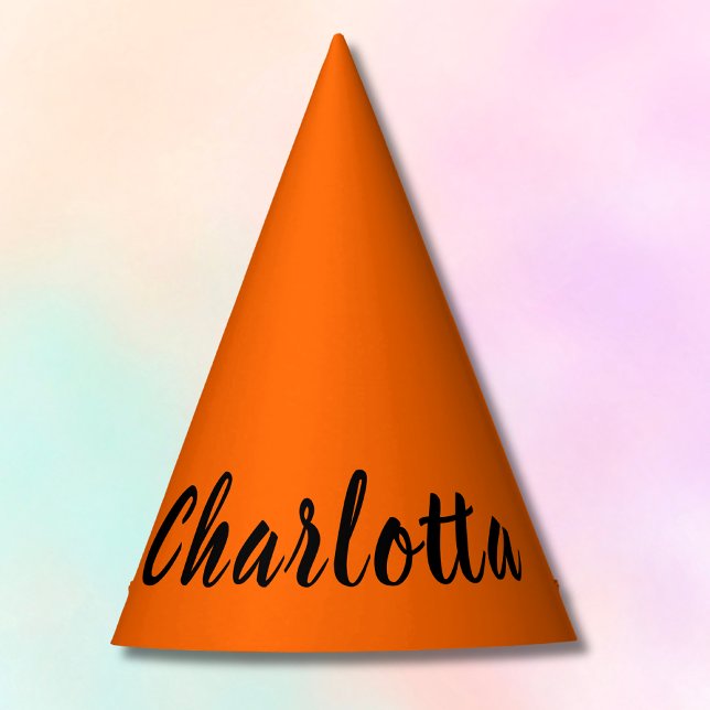 Neon Sunset Orange Solid Colour Custom Personalise Party Hat (Creator Uploaded)