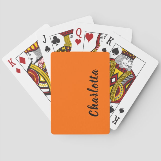 Neon Sunset Orange Solid Colour Custom Personalise Playing Cards (Back)
