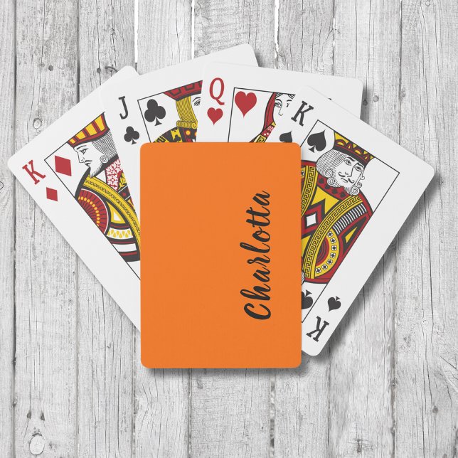 Neon Sunset Orange Solid Colour Custom Personalise Playing Cards (Creator Uploaded)