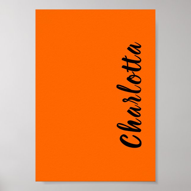 Neon Sunset Orange Solid Colour Custom Personalise Poster (Front)