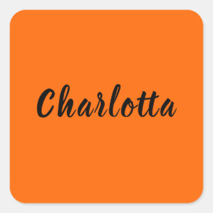 Neon Sunset Orange Solid Colour Custom Personalise Square Sticker