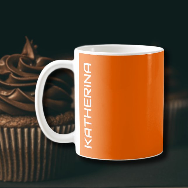 Neon Sunset Orange Solid Colour Personalised  Coffee Mug (Creator Uploaded)