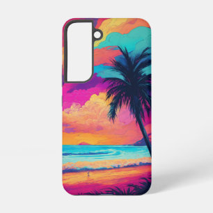 Neon Sunset Paradise Art Design Samsung Galaxy Case