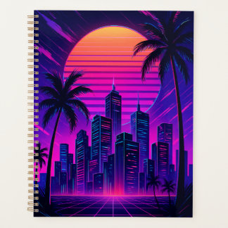 Neon Sunset Retro-Futuristic Cityscape Planner