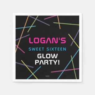 Neon Sweet 16 Birthday Glow Party Napkin
